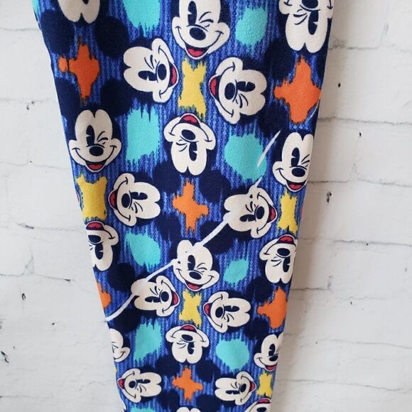 LuLaroe One Size Mickey Disney Leggings Blue Soft Eye Wink Winking Irregular - Picture 4 of 9